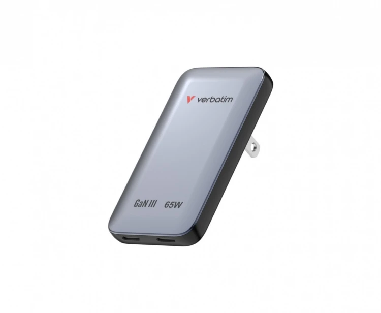 Verbatim Ładowarka Essentials Slim GaN 65W 2x USB-C, US/UK/UE szara