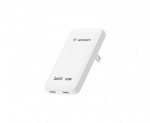 Verbatim Ładowarka Slim Essentials GaN 65W 2x USB-C US/UK/UE biała