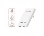 Verbatim Ładowarka Slim Essentials GaN 65W 2x USB-C US/UK/UE biała