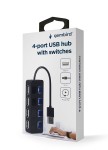 Gembird HUB USB 2.0 4-portowy z przełącznikami, czarny
