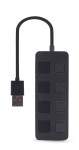 Gembird HUB USB 2.0 4-portowy z przełącznikami, czarny