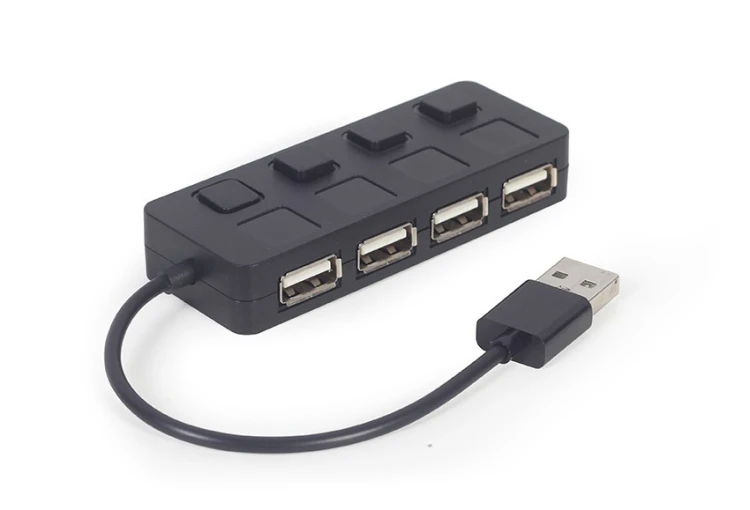 Gembird HUB USB 2.0 4-portowy z przełącznikami, czarny
