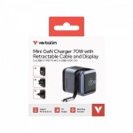 Verbatim Ładowarka Smart Mini GaN 70W wysuwany kabel USB-C EU, UK, USA