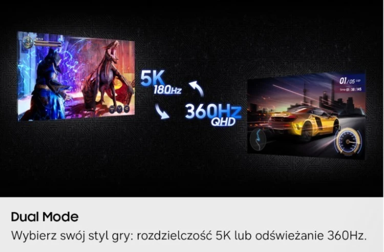 Samsung Monitor 27 cali Odyssey G80HF IPS 5120x2880 5K 16:9 2xHDMI 1xDP 2xUSB 3.2 1ms 360/180Hz HAS+PIV płaski 3Yd2d (LS27HG806EFXEN)