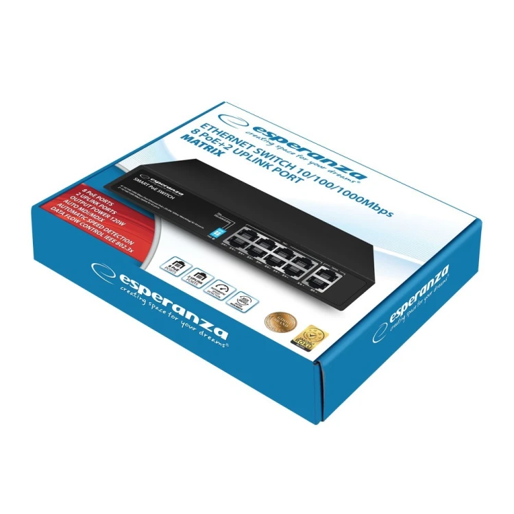 Esperanza Switch 10-portowy POE 10/100/1000 120W MATRIX ENS108