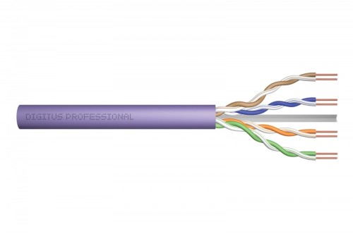 Digitus Kabel teleinformatyczny instalacyjny kat.6, U/UTP, B2ca, drut, AWG 23/1, LSOH, 500m, szpula, fioletowy