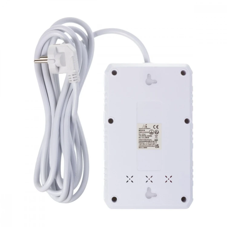 Maclean Listwa zasilająca MCE393 W 4 gniazdka, 3xUSB, 110-240V AC 50/60Hz. 2.1A max 2500W, 3m biała