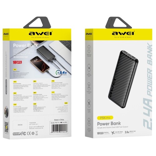 AWEI Powerbank 10000mAh P5K Pro 2xUSB