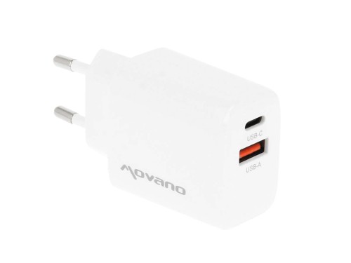 Movano Ładowarka GaN 20W USB-C PD + USB-A (biała)