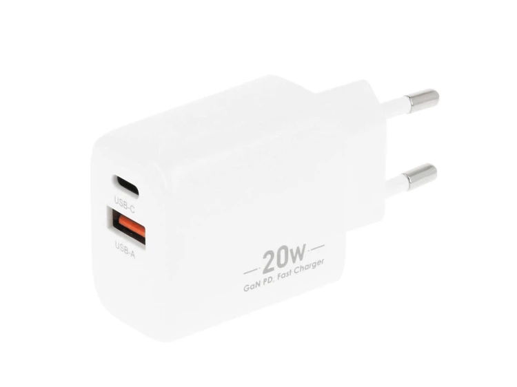 Movano Ładowarka GaN 20W USB-C PD + USB-A (biała)