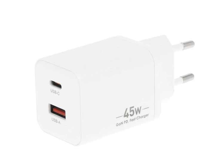 Movano Ładowarka GaN 45W USB-C PD + USB-A (biała)