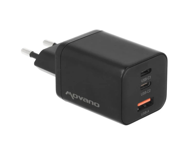 Movano Ładowarka GaN 65W 2x USB-C PD + USB-A (czarna)