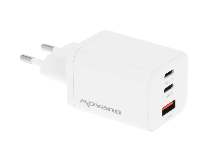 Movano Ładowarka GaN 65W 2x USB-C PD + USB-A (biała)