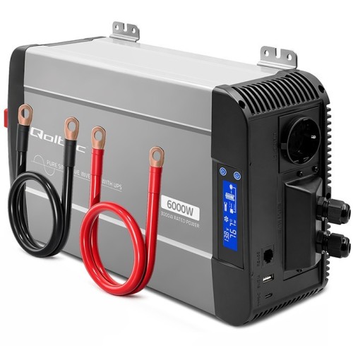 Qoltec Przetwornica napięcia Pure Sine Wave | 12V na 230V | 3000/6000W |UPS BYPASS
