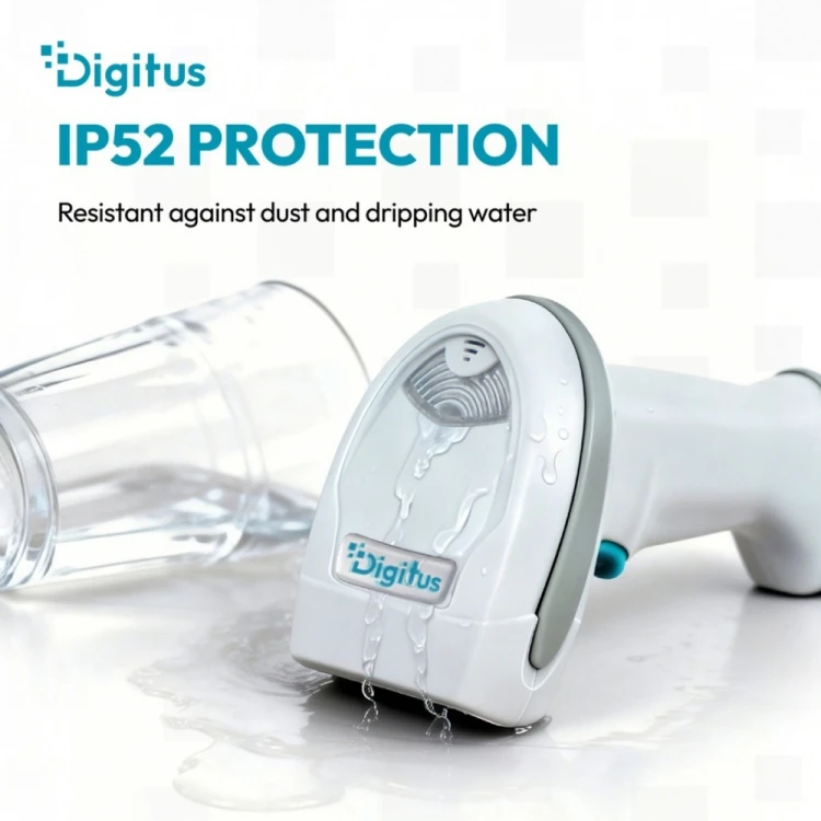 Digitus Zaawansowany czytnik kodów kreskowych bezprzewodowy USB-RJ45 2m, 1D/2D 2m/s, IP52, stojak w zestawie