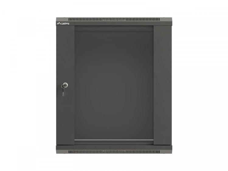 Lanberg Szafa instalacyjna rack wisząca 19 cali 12U 540x350 czarna drzwi przeszklone (flat pack)