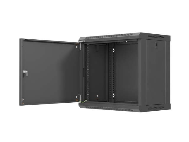 Lanberg Szafa instalacyjna rack wisząca 19 cali 9U 540x350mm czarna drzwi pełen metal (flat pack)