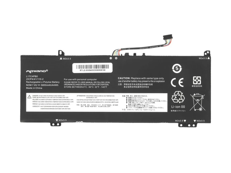 Movano Bateria L17C4PB0 L17M4PB0 do Lenovo Yoga 530-14IKB - 5800 mAh (44 Wh)