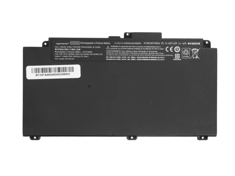 Movano Bateria CD03XL do HP ProBook 645 650 G4 650 G5 640 650 G7 - 4200 mAh (48 Wh)