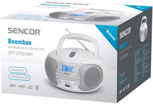 Sencor Radio z odtwarzaczem CD SPT 2700 Biale CD//BT/MP3/USB/Radio FM