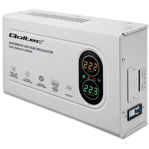 Qoltec Stabilizator napięcia AVR 3000VA | 1800W
