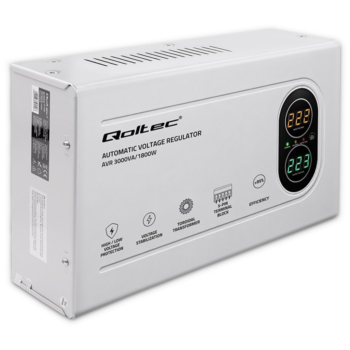 Qoltec Stabilizator napięcia AVR 3000VA | 1800W