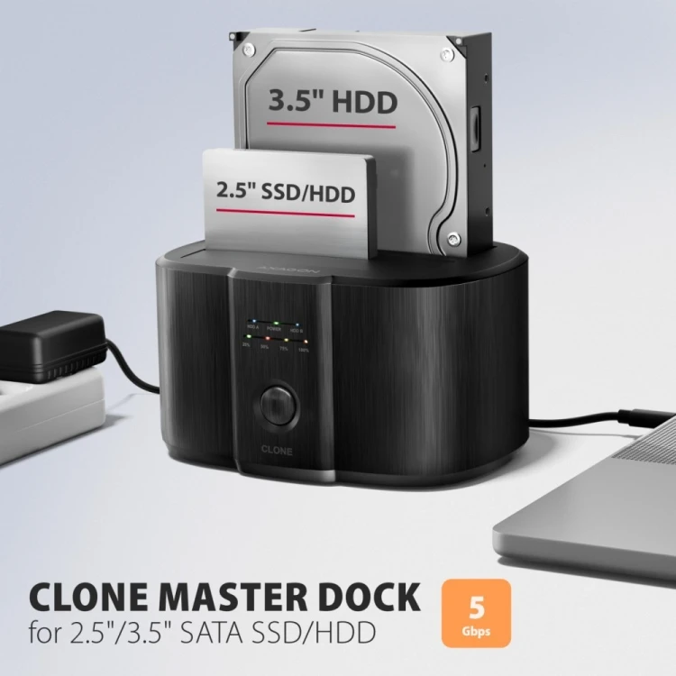 AXAGON ADSA-SC Stacja dokująca, USB 3.2 Gen 1 - 2x SATA 6G 2.5"/3.5" SSD/HDD CLONE DUAL