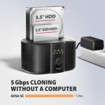 AXAGON ADSA-SC Stacja dokująca, USB 3.2 Gen 1 - 2x SATA 6G 2.5"/3.5" SSD/HDD CLONE DUAL