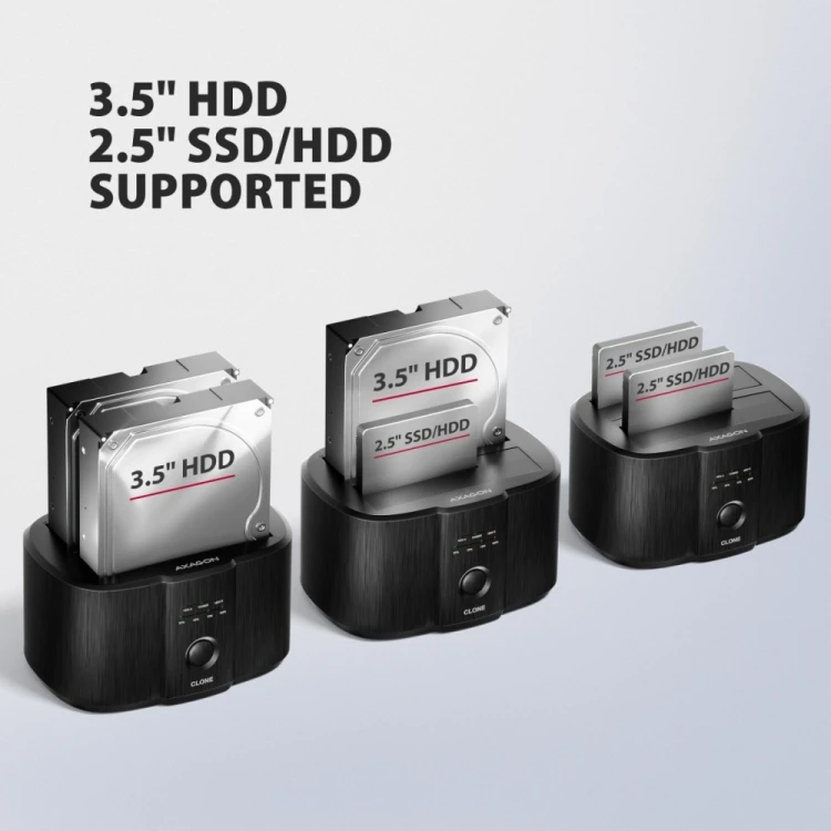 AXAGON ADSA-SC Stacja dokująca, USB 3.2 Gen 1 - 2x SATA 6G 2.5"/3.5" SSD/HDD CLONE DUAL