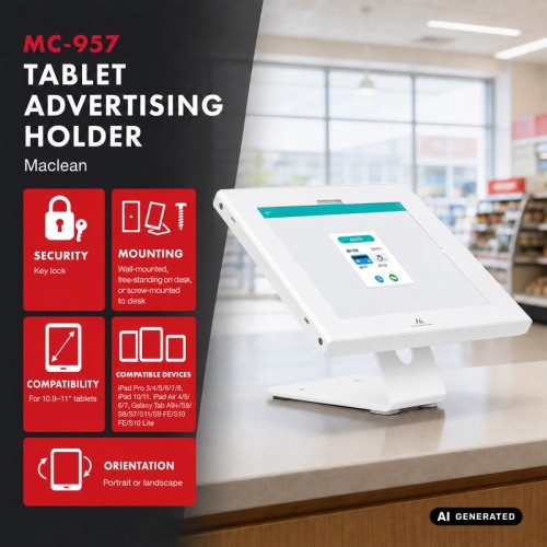 Maclean Uchwyt reklamowy do tabletu MC-957 W