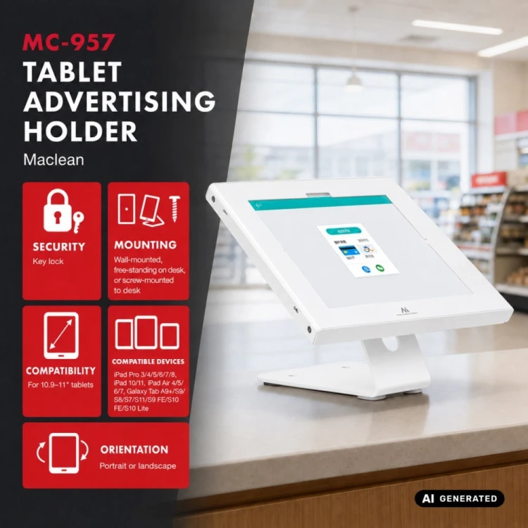 Maclean Uchwyt reklamowy do tabletu MC-957 W