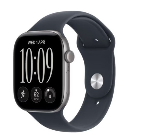Apple Watch seria 12 GPS, koperta 42 mm z aluminium w kolorze gwiezdnej szarości pasek sportowy w kolorze granatu - rozmiar S/M