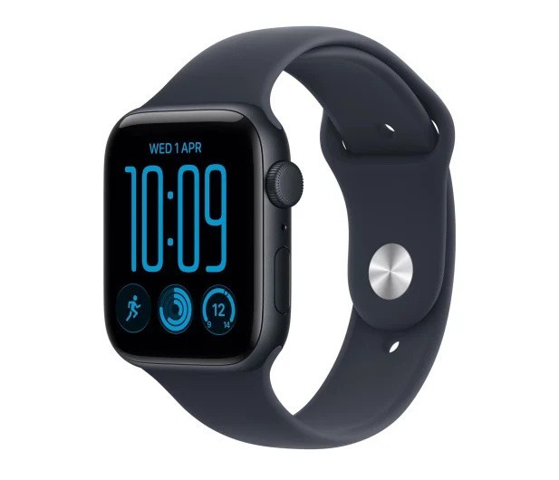 Apple Smartwatch Watch SE 3 GPS, koperta 40mm z aluminium w kolorze północy, pasek sportowy w kolorze granatowym - rozmiar S/M