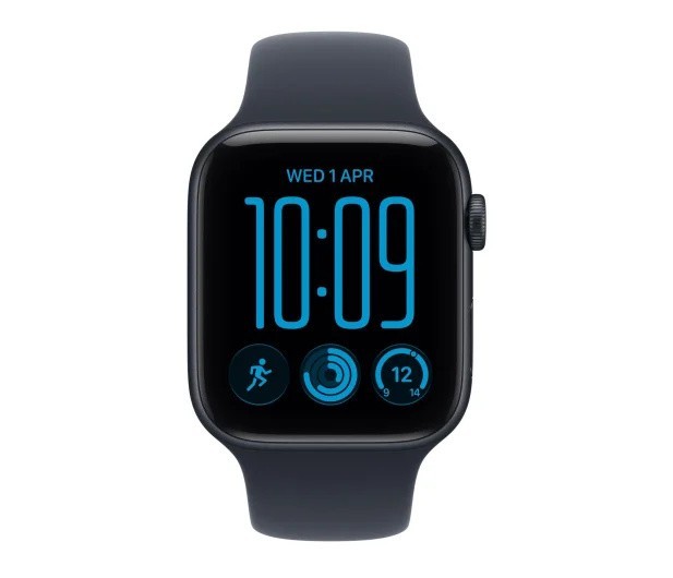 Apple Smartwatch Watch SE 3 GPS, koperta 44mm z aluminium w kolorze północy, pasek sportowy w kolorze granatowym - rozmiar S/M