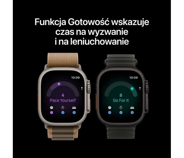 Apple Smartwatch Watch Ultra 4 GPS + Cellular, koperta 49mm z tytanu w kolorze czarnym, opaska Trail w kolorze burgunda - rozmiar M/L