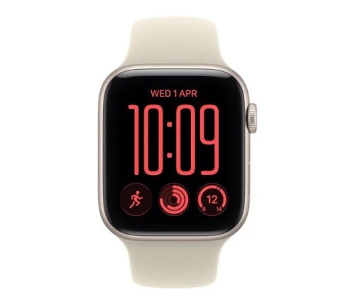 Apple Smartwatch Watch SE 3 GPS + Cellular, koperta 44mm z aluminium w kolorze księżycowej poświaty, pasek sportowy w kolorze piaskowym - rozmiar S/M