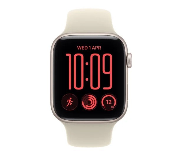 Apple Smartwatch Watch SE 3 GPS + Cellular, koperta 44mm z aluminium w kolorze księżycowej poświaty, pasek sportowy w kolorze piaskowym - rozmiar M/L