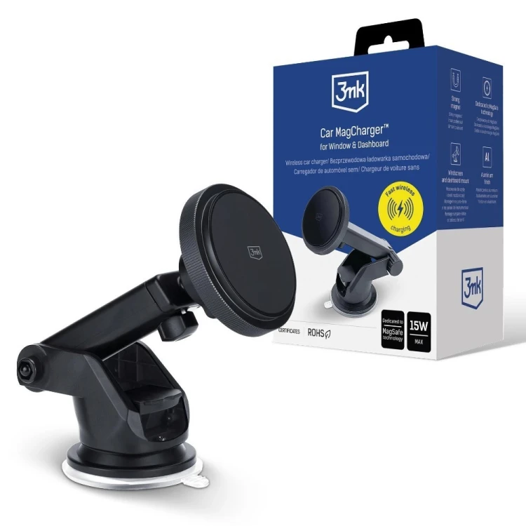 3MK Uchwyt indukcyjny 15W na szybę/deskę MagCharger