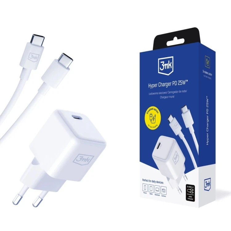 3MK Ładowarka 25W PD Hyper Charger kabel USB-C w komplecie