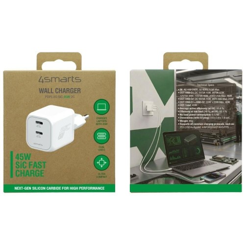 4smarts Ładowarka sieciowa 45W PD SiC Dual biała