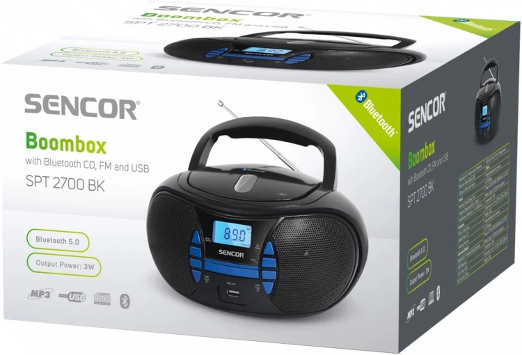 Sencor Radio z odtwarzaczem CD SPT 2700 Czarne CD//BT/MP3/USB/Radio FM
