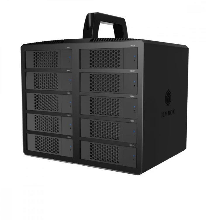 IcyBox Obudowa IB-3710-C31 10xHDD 2,5"/3,5" SATA, Single Mode, HOST USB 3.2 Gen2, Zasilacz 200W