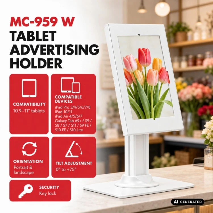 Maclean Uchwyt reklamowy do tabletu MC-959 W