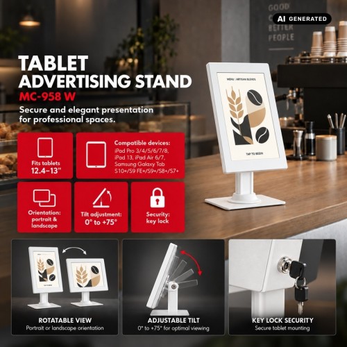 Maclean Uchwyt reklamowy do tabletu MC-958 W