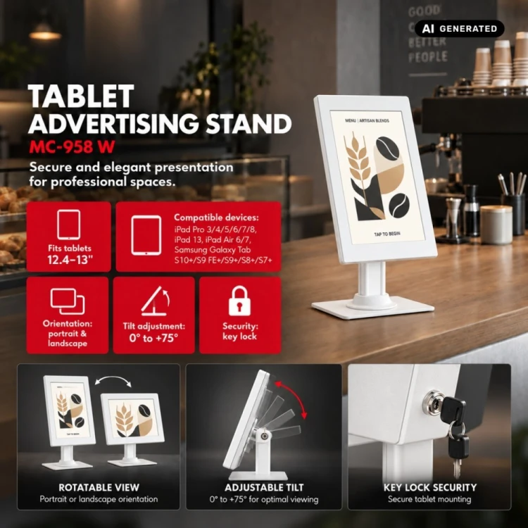 Maclean Uchwyt reklamowy do tabletu MC-958 W
