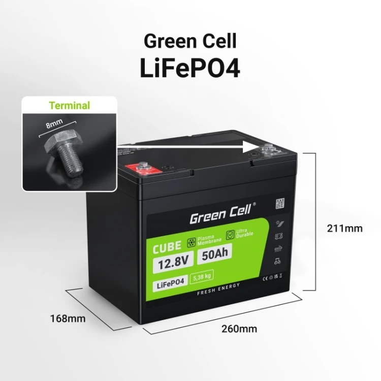 Green Cell Akumulator CUBE LiFePO4 50Ah 12V/12.8V 640Wh