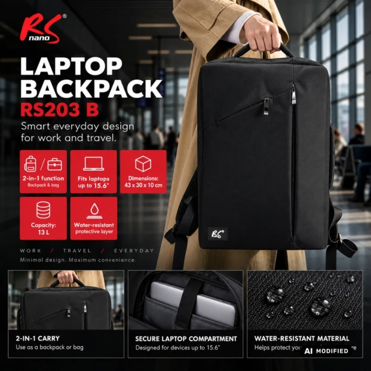 Maclean Plecak/torba na laptopa czarny, RS203 B