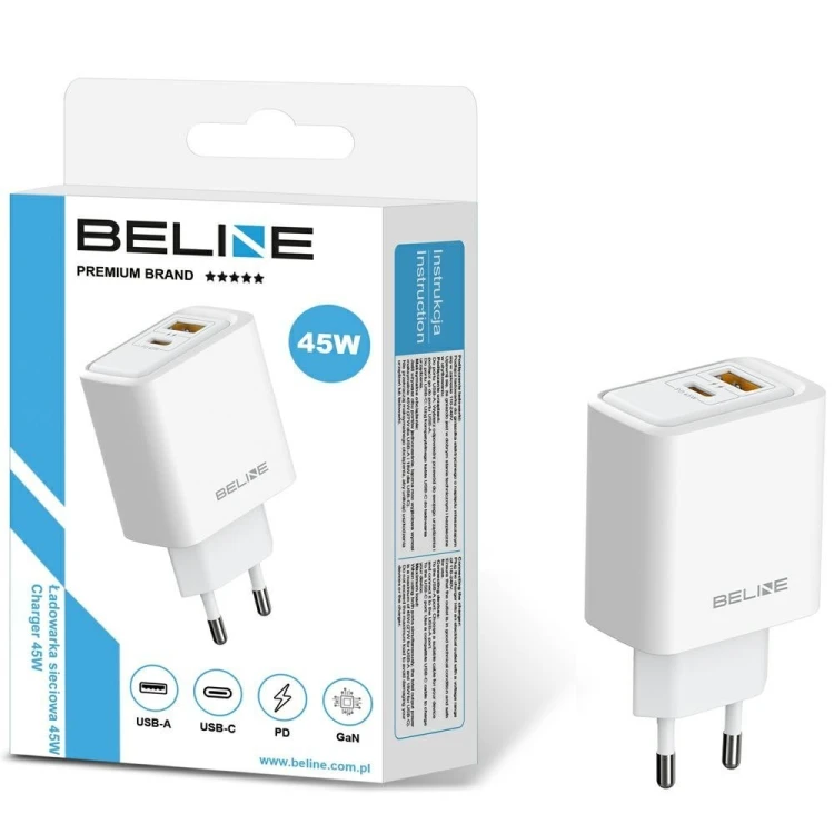Beline Ładowarka sieciowa 45W USB-A/USB-C GaN PD biała