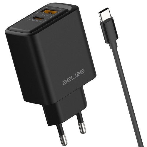 Beline Ładowarka sieciowa 45W USB-A/USB-C z kablem GaN PD czarna