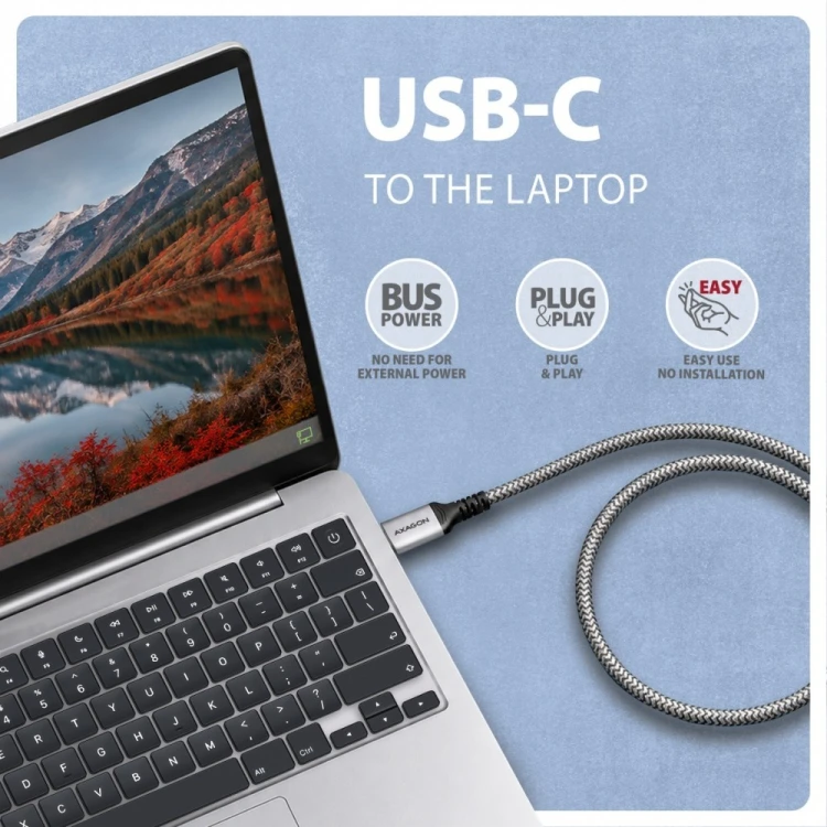 AXAGON ADE-CM15 USB-C Gigabit Ethernet adapter z zintegrowanym kablem sieciowym CAT6 RJ-45 1.5 m